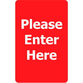Acrylic Sign, "Please Enter Here", 7"Wx11"H, Red/White