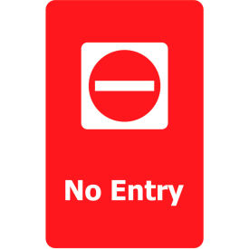 Acrylic Sign, "No Entry", 7"Wx11"H, Red/White