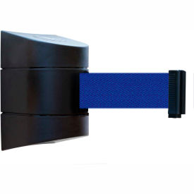 Wall Mount Retractable Belt Barrier, 24' Blue Belt, Black Case