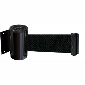 Wall Mount Retractable Belt Barrier,13' Black Belt, Black Case