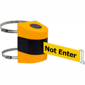 Warehouse Retractable Belt Barrier,15' Yellow "Caution" Belt, Yellow Case
