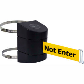 Warehouse Retractable Belt Barrier, 15' Yellow "Caution" Belt, Black Case