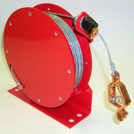 Heavy Duty Static Ground Reel, Auto-Rewind, 50' Steel Cable, Alligator Clip