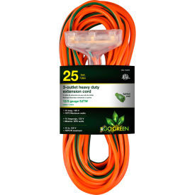 12/3 25' 3-Outlet Heavy Duty Extension Cord, Lighted End