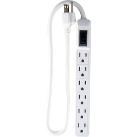 Mini Surge Protected Power Strip, 6 Outlets, 15A, 90 Joules, 2-1/2' Cord