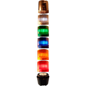 70mm Light Stack, 24V LED, BLK Term, W-G-B-A-R, 100 DB