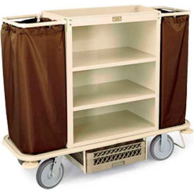Housekeeping Cart with Under Deck Shelf, Beige - 2107-BE