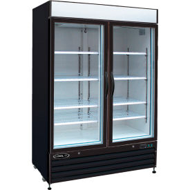 - Freezer Merchandiser, 48 Cu. Ft., 2 Glass Doors, Black, 79-1/2"H x 54"W