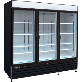Freezer Merchandiser, 72 Cu. Ft., 3 Glass Doors, Black, 79-1/2"H x 81"W