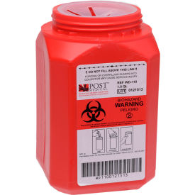 Post Medical 1 Quart Leak-tight Sharps Container with Locking Screw Cap, Red
