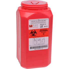1.5 Quart Leak-tight Sharps Container with Locking Screw Cap, Red, 24/CS
