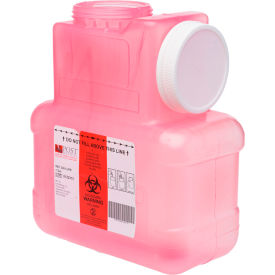 1 Gallon Leak-tight Sharps Container with Locking Screw Cap, Translucent Red, 12/CS