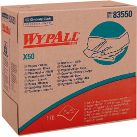 WypAll X50 Wipers, 9-1/10 x 12-1/2, White, 176/pop-Up Box, 10 Boxes/Carton