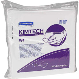 Kimtech W4 Dry Wipers, Flat, 12 x 12, White, 100/Pack, 5 Packs/Carton