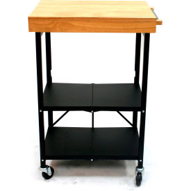 Origami Collapsible Kitchen Island Cart, 23" x 16" Shelf, Black