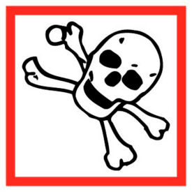 Toxic GHS Label, Vinyl, 4" x 4", 5/PACK