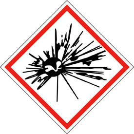 Explosive GHS Label, Vinyl, 4" x 4", 5/PACK