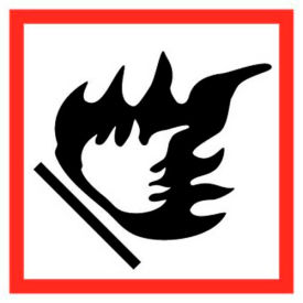 Flammable GHS Label, Vinyl, 2" x 2", 5/PACK