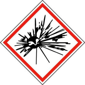 Explosive GHS Label, Vinyl, 4" x 4", 250/ROLL