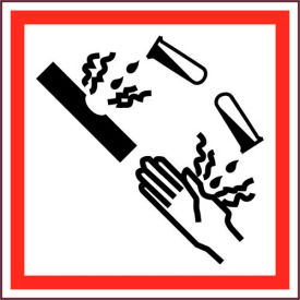 Corrosive GHS Label, Vinyl, 2" x 2", 250/ROLL