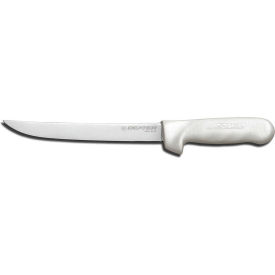 Wide Fillet Knife, High Carbon Steel, Stamped, White Handle, 8"L