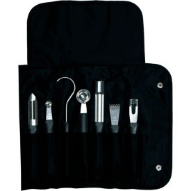 Garnishing Tools Set with Bag, 7 Pieces, Black Handle