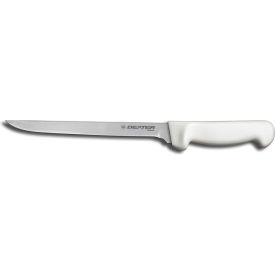 Narrow Fillet Knife, High Carbon Steel, Stamped, White Handle, 7"L