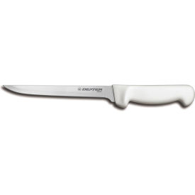 Narrow Fillet Knife, High Carbon Steel, Stamped, White Handle, 8"L