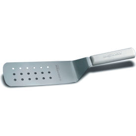 Perforated Turner, High Carbon Steel, White Handle, 8"L x 3"W