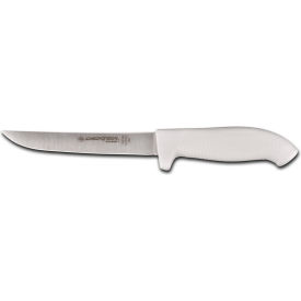 Wide Boning Knife, High Carbon Steel, Stamped, White Handle, 6"L