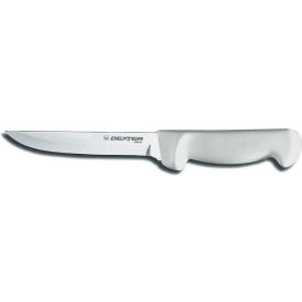 Wide Boning Knife, High Carbon Steel, Stamped, White Handle, 6"L