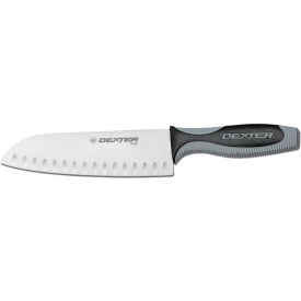 Duo-Edge Santoku Style Cook's Knife, High Carbon Steel, Stamped, 7"L