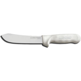 Butcher Knife, High Carbon Steel, Stamped, White Handle, 8"L
