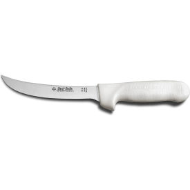 Stiff Boning Knife, High Carbon Steel, Stamped, White Handle, 6"L