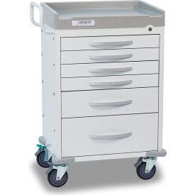 Rescue Series General Purpose Medical Cart, White Frame with 6 White Drawers