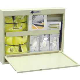 Isolation Wall Desk with Combo Lock and Hand Assist Closing Door, Beige