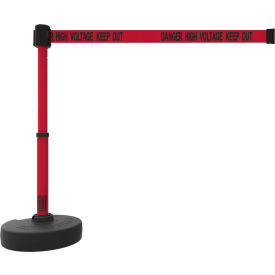 PLUS Barrier Set, 22"-42" Red Post, 15' Red "Danger High Voltage Keep Out" Belt