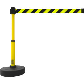 Barrier Set, 22"-42" Red Post, 15' Black/Yellow Diagonal Stripe Belt