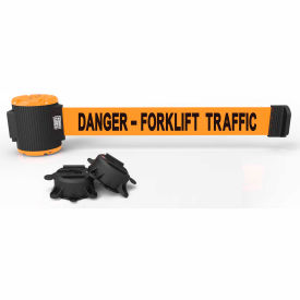 Magnetic Wall Mount Barrier W/Light Kit, 30' Orange "Danger-Forklift Traffic" Belt