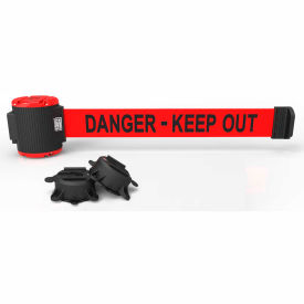 Magnetic Wall Mount Barrier, 30' Red "Danger-Keep Out" Belt