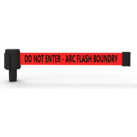 Wall Mount Retractable Belt Barrier, 15' Red "Do Not Enter-Arc Flash" Belt