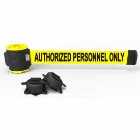 Magnetic Wall Mount Barrier, 30' Yellow "Authorized Personnel Only" Belt
