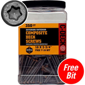 10 x 2-3/4" C-Deck Composite ACQ Compatible Star Drive Deck Screws - River Rock - Pkg of 350