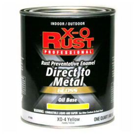 X-O Rust Oil Base DTM Enamel, Gloss Finish, Safety Yellow, Quart