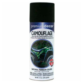 Premium Camouflage Enamel 12 oz. Aerosol Can, Black, Flat - 171317