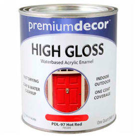 Waterborne Acrylic Enamel, Gloss Finish, Hot Red, Quart