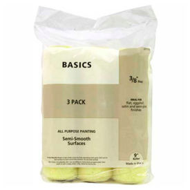 9" Basics Roller Cover, 3/8" Nap, Knit, Semi Smooth, 3 Pack