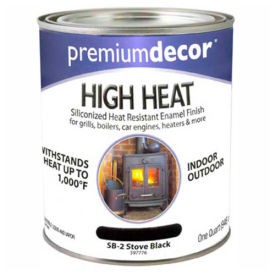 Premium Siliconized Hi-Heat Enamel, Flat Finish, Black, Quart