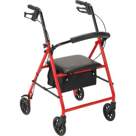 Steel Rollator with 6" Casters, Red