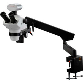 Trinocular Zoom Stereo Microscope with C-Mount on Flex-Arm Stand